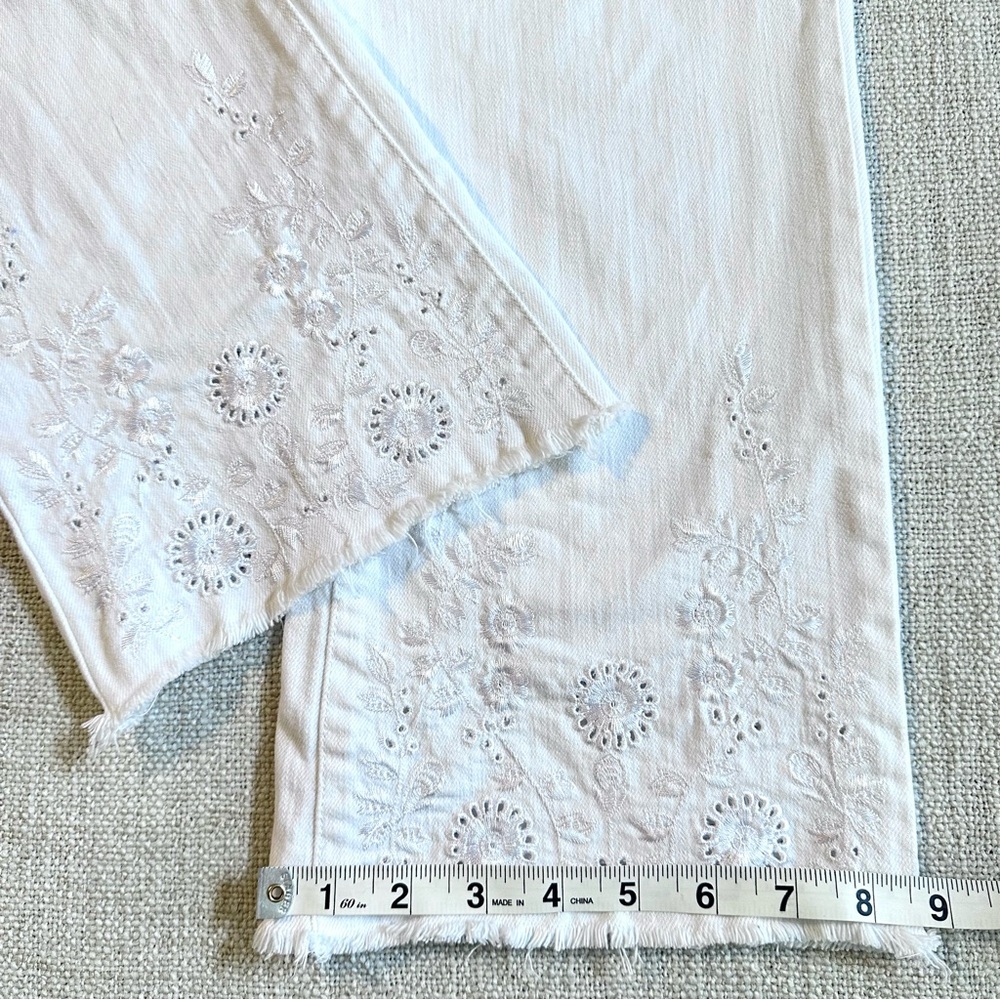 LIVERPOOL Crop Flare Hannah Jeans Embroidered Eyelet Raw Hem Pants Stretch 8 29 - Picture 16 of 16